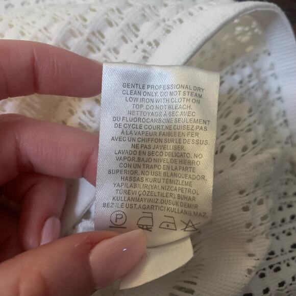 Tibi white long sleeve eyelete crewneck blouse size 0 - Picture 8 of 11